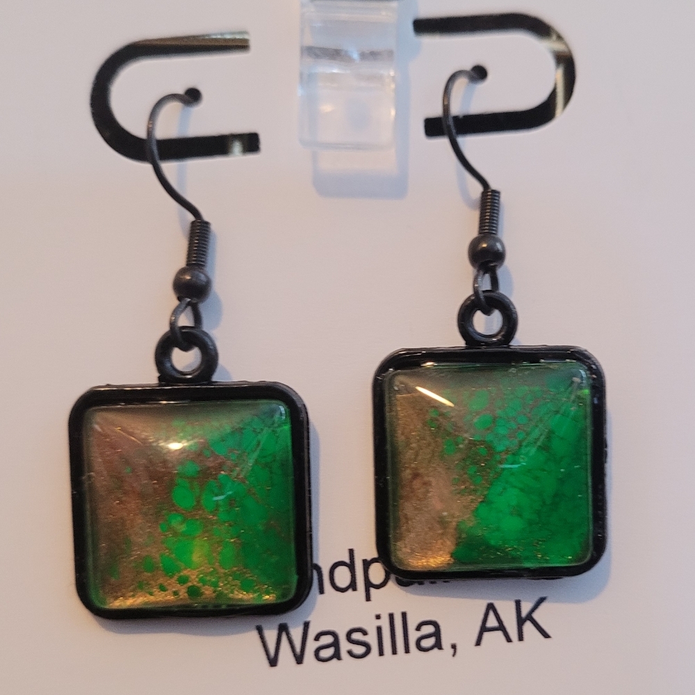Handpainted glass earrings